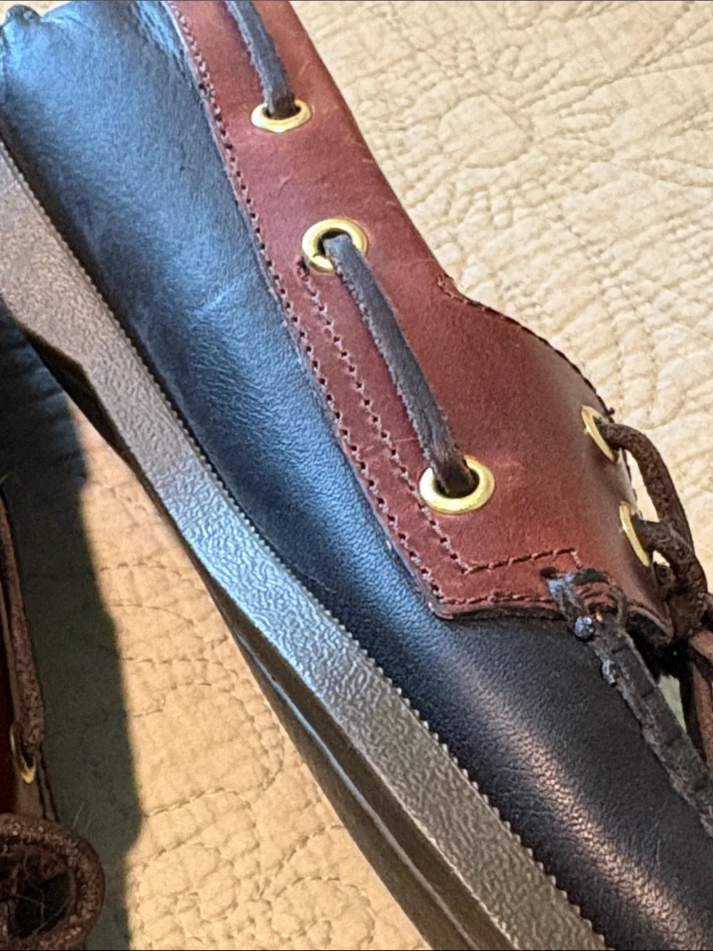 Men’s Sperry Two-Tone Brown and Black Leather Boat Shoes